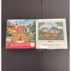 Lot of 2 Jane Wooster Scott Puzzles 500 and 1000 pieces Hobby Craft Analog